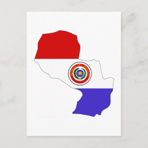 Postal Mapa de bandera de Paraguay