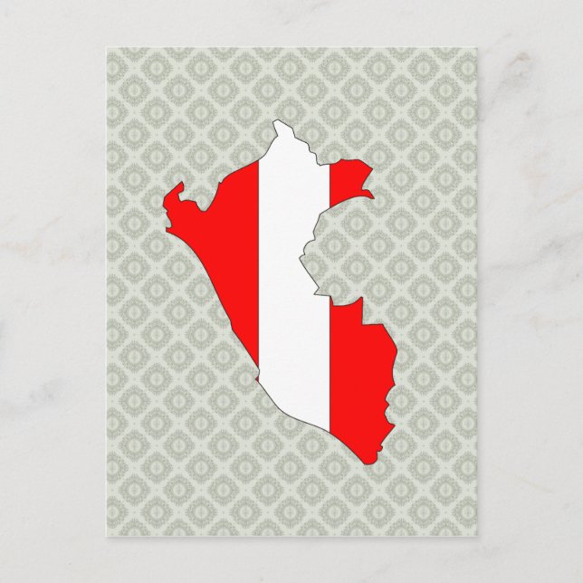 Postal Mapa de bandera de Perú de tamaño completo (Anverso)