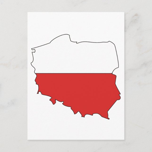 Postal Mapa de bandera de Polonia (Anverso)