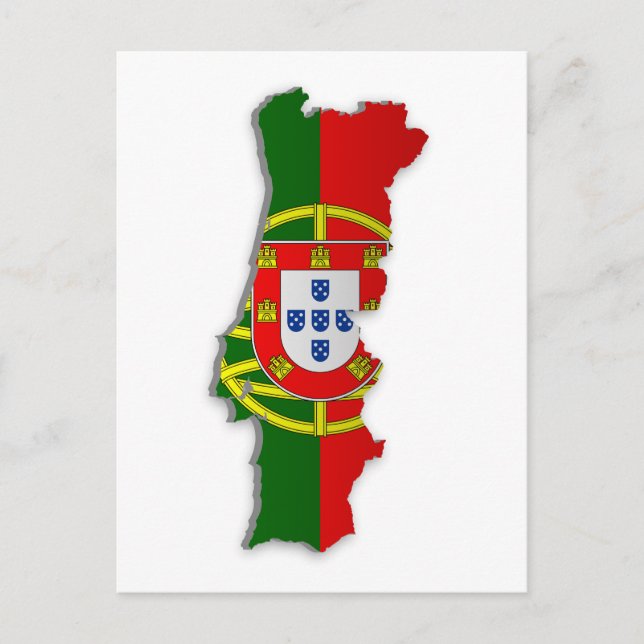Postal Mapa de bandera de Portugal (Anverso)