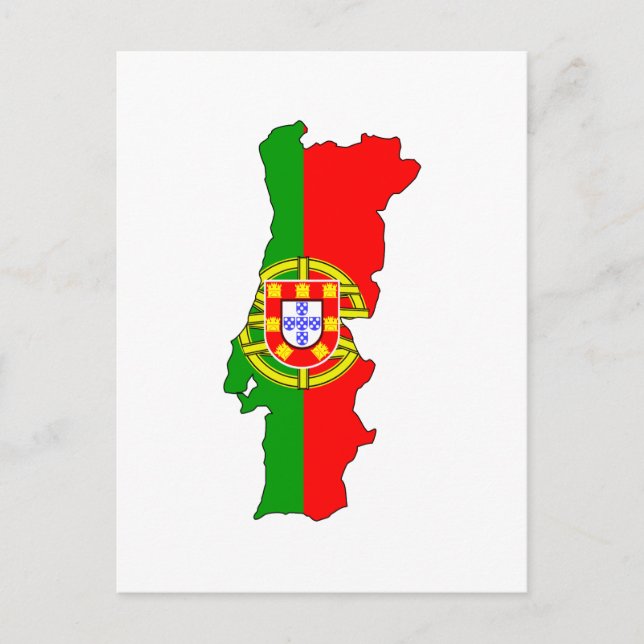 Postal Mapa de bandera de Portugal (Anverso)