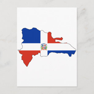 Postal Mapa de bandera de República Dominicana