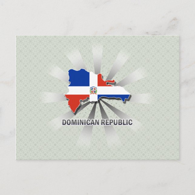 Postal Mapa de bandera de República Dominicana 2.0 (Anverso)