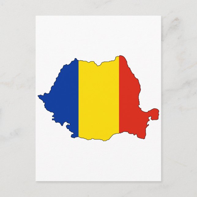 Postal Mapa de bandera de Rumania (Anverso)