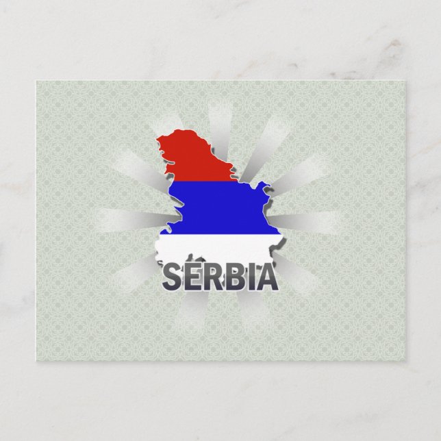 Postal Mapa de bandera de Serbia 2.0 (Anverso)
