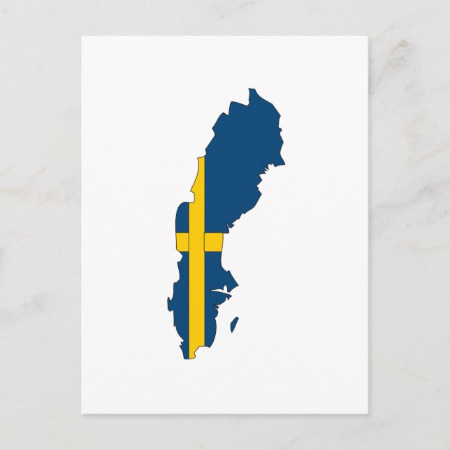 Postal Mapa de bandera de Suecia (Anverso)