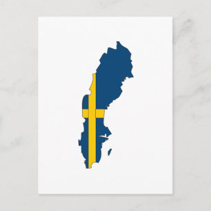 Postal Mapa de bandera de Suecia