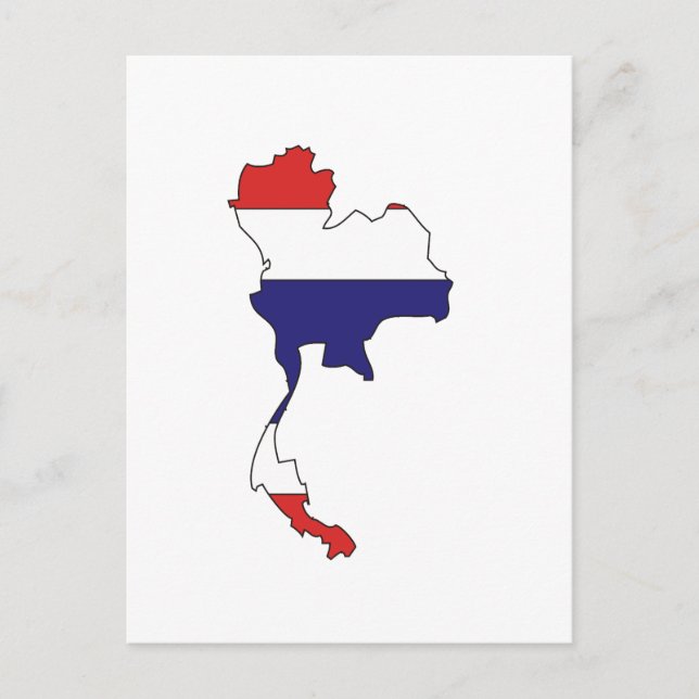 Postal Mapa de bandera de Tailandia (Anverso)