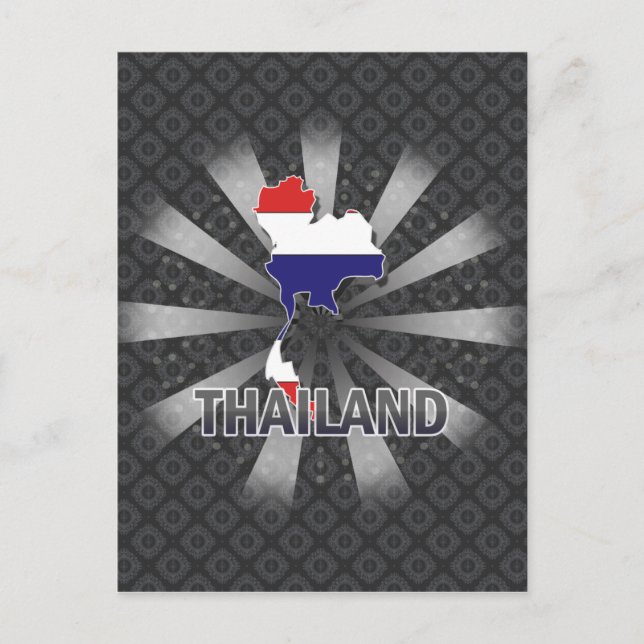 Postal Mapa de bandera de Tailandia 2.0 (Anverso)