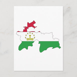 Postal Mapa de bandera de Tayikistán