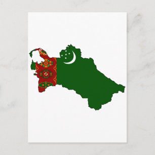 Postal Mapa de bandera de Turkmenistán