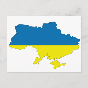 Postal Mapa de bandera de Ucrania