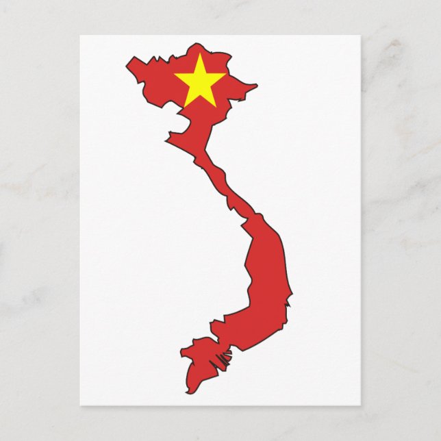 Postal Mapa de bandera de Vietnam (Anverso)