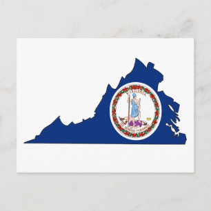 Postal Mapa de bandera de Virginia