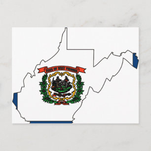 Postal Mapa de bandera de Virginia Occidental