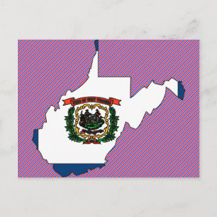 Postal Mapa de bandera de Virginia Occidental