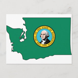 Postal Mapa de bandera de Washington