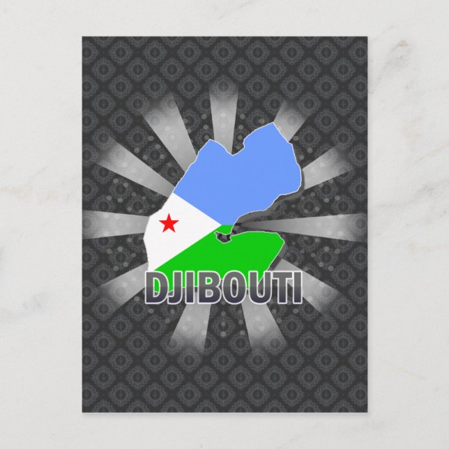 Postal Mapa de bandera de Yibuti 2.0 (Anverso)