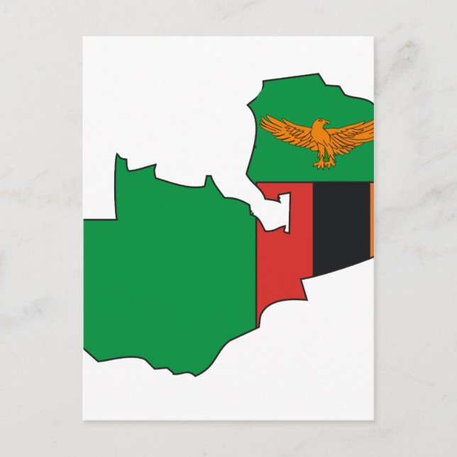 Postal Mapa de bandera de Zambia (Anverso)