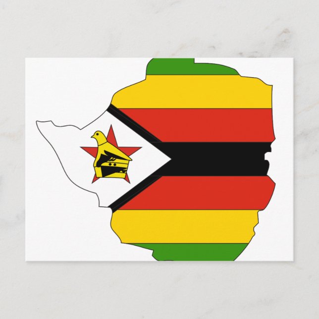 Postal Mapa de bandera de Zimbabue (Anverso)