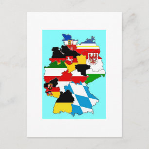 Postal Mapa de banderas del estado de Alemania