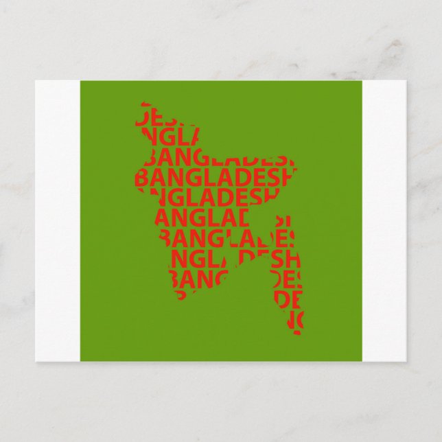 Postal Mapa de Bangladesh con texto dentro (Anverso)