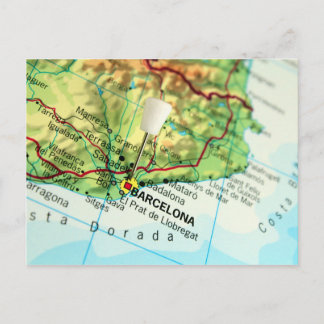 Postal Mapa de Barcelona, España