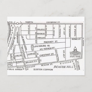 Postal Mapa de Beacon Hill de Boston
