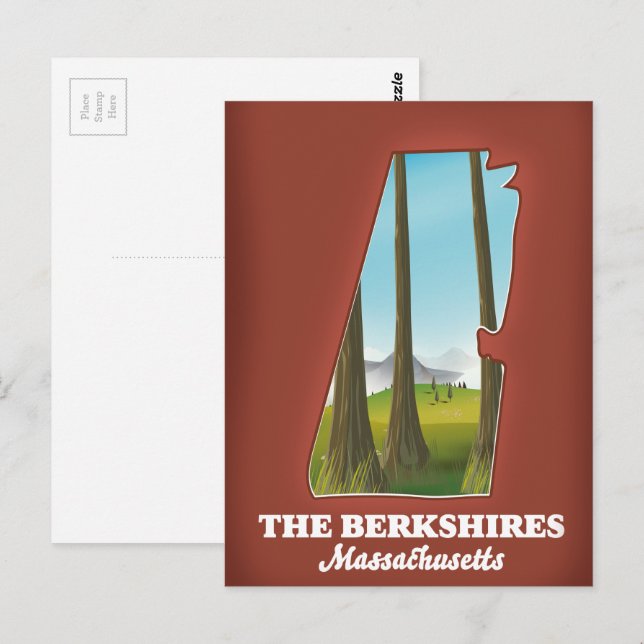 Postal Mapa de Berkshires Massachusetts (Anverso / Reverso)