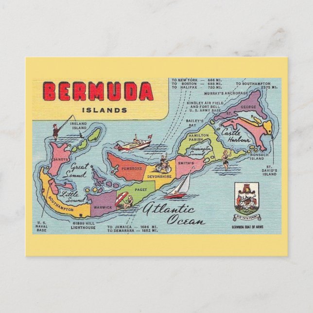 Postal Mapa de Bermudas (Anverso)