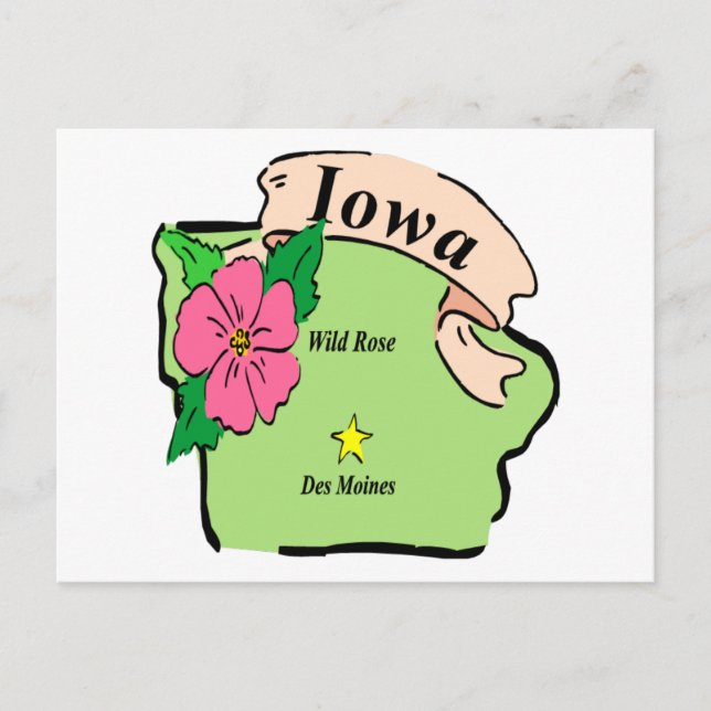 Postal Mapa de bonito Iowa (Anverso)