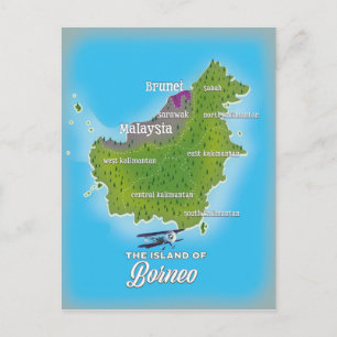 Postal Mapa de Borneo