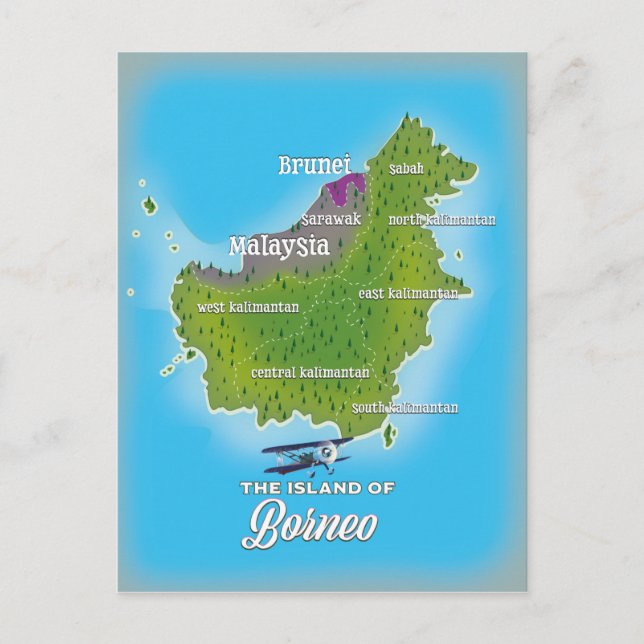 Postal Mapa de Borneo (Anverso)