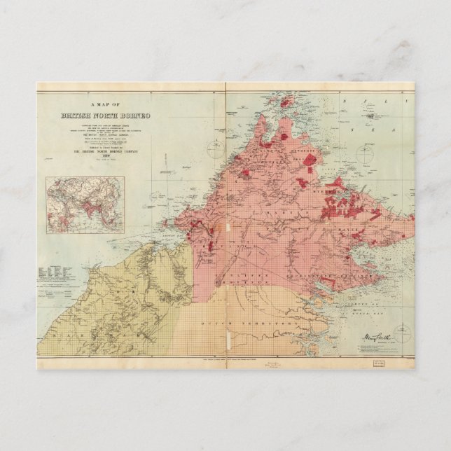 Postal Mapa de Borneo Norte Británico (1899) (Anverso)
