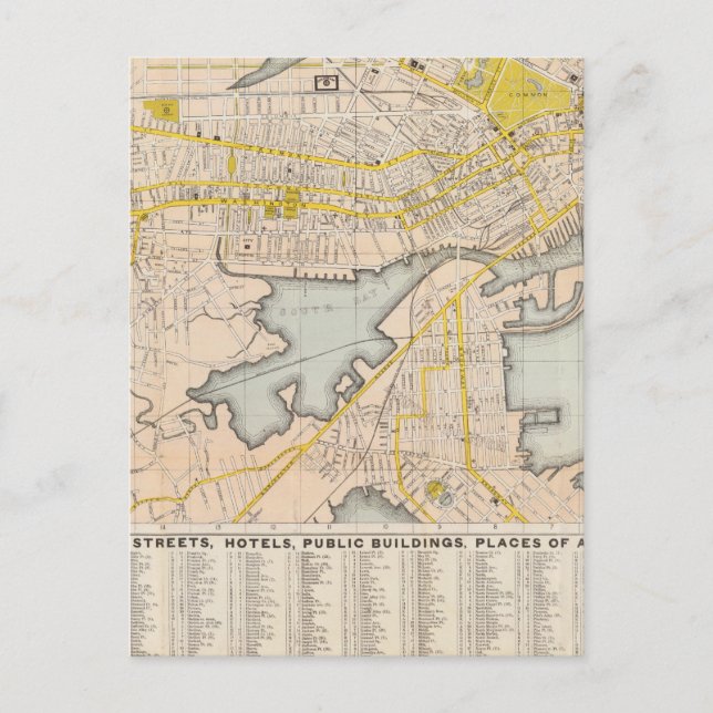 Postal Mapa De Boston (Anverso)