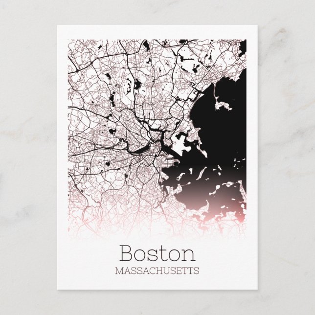 Postal Mapa de Boston (Anverso)
