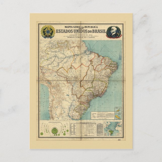 Postal Mapa de Brasil (1908) (Anverso)