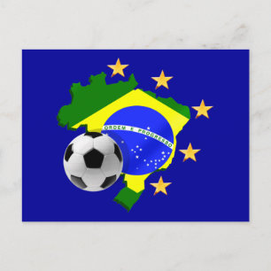 Postal Mapa de Brasil de 5 estrellas dádivas de fútbol