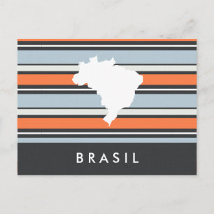 Postal Mapa de Brasil: Rayas Modernas