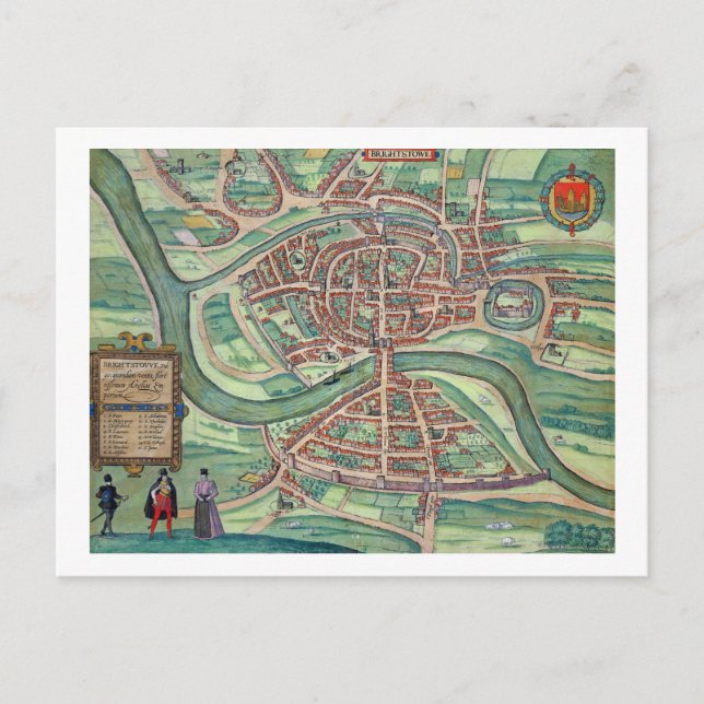 Postal Mapa de Bristol, de 'Civitates Orbis Terrarum' por (Anverso)