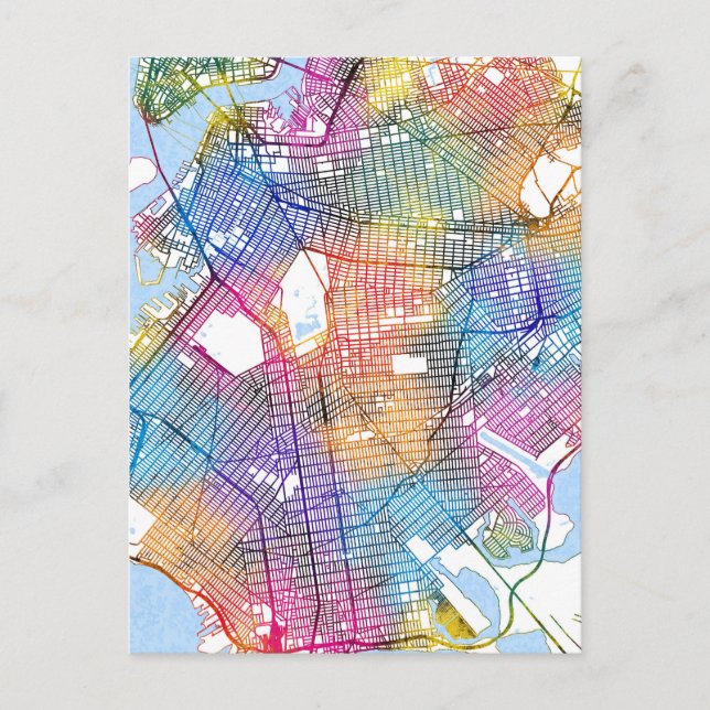 Postal Mapa de Brooklyn en Nueva York (Anverso)