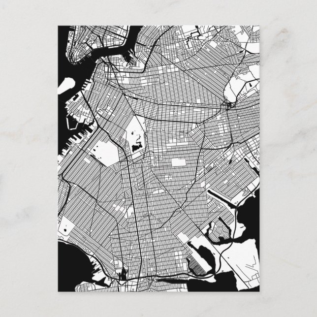 Postal Mapa de Brooklyn Nueva York (Anverso)