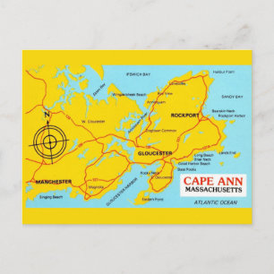 Postal Mapa de Cabo Ann Massachusetts
