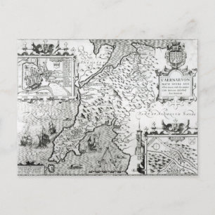 Postal Mapa de Caernarvon, 1616