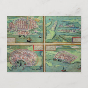 Postal Mapa de Calais, Malta, Rodas y Famagusta, de