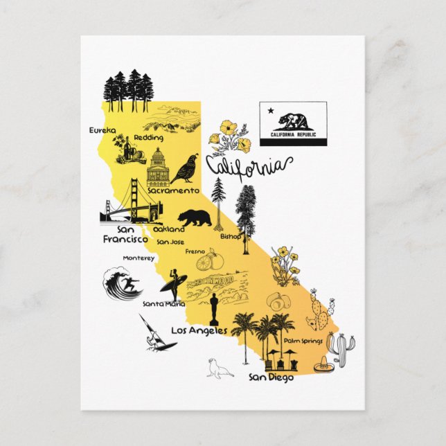 Postal mapa de California (Anverso)