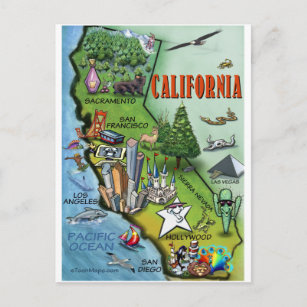 Postal Mapa de California