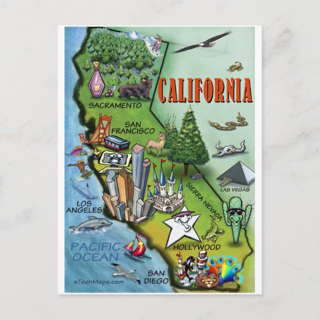 Postal Mapa de California (Anverso)