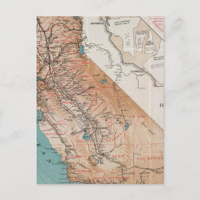 Postal Mapa de California 2 (Anverso)
