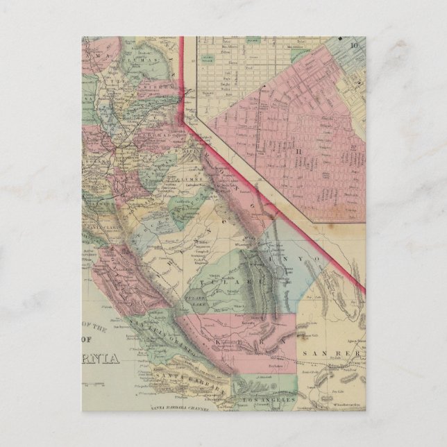 Postal Mapa de California en San Francisco por Mitchell (Anverso)